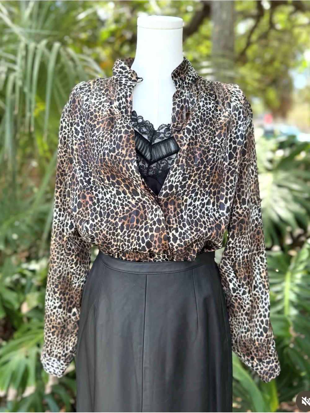 Vintage 80s 90s West Clair Leopard Print Blouse Size 12